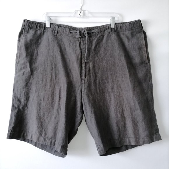 Perry Ellis Mens Black High Rise Flat Front 100% Linen Sweat Shorts Size 42 - Picture 1 of 7